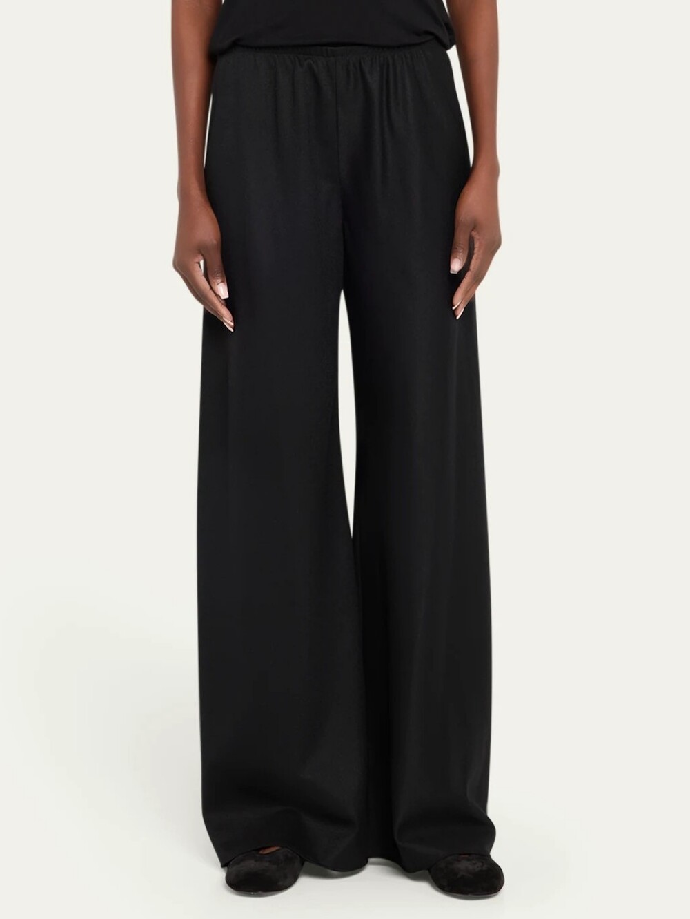 NWT The Row Gala Wide Leg Wool British Flannel Elastic Pant Black Medium M
